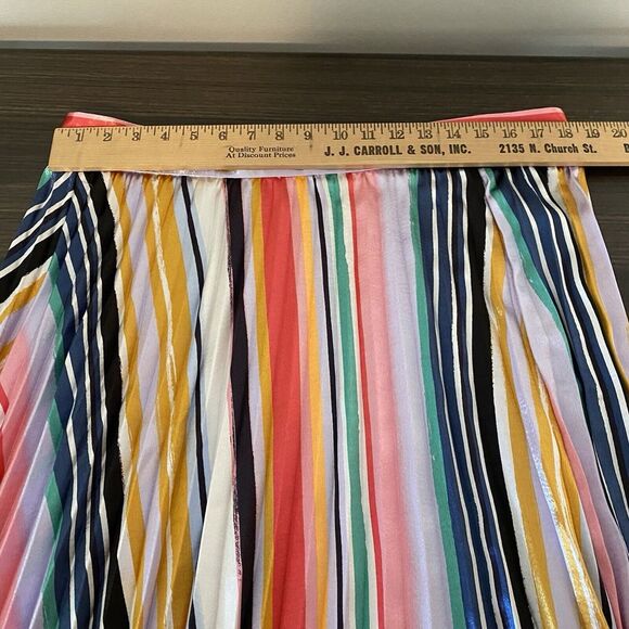 Rainbow Stripe Micropleat Midi Length Skirt, Women's XL Zipper Closure Colorful - Picture 6 of 8